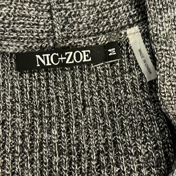 NIC+ZOE Chunky Knit V Neck Tunic Sweater w/Tassel Faux Fur Sleeve Cuffs - Sz Med - Picture 3 of 9